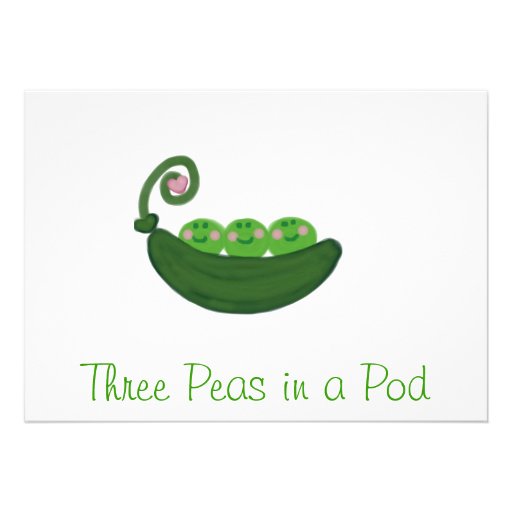 Three Peas In a Pod Personalized Invitation (front side)