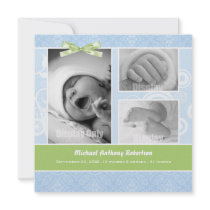 Three Photo  Birth Announcement invitations