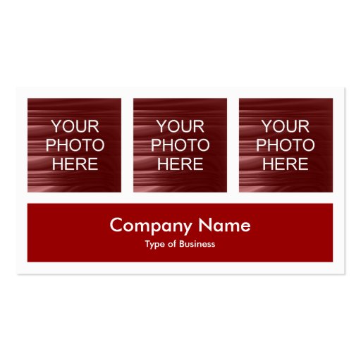Three Photos Plus One - Ruby Red Business Cards