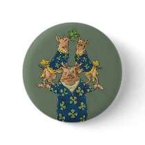 Three Pig Gymnasts - Cute Anthropomorphic Pigs Buttons