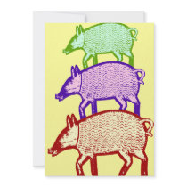 Three Pigs Party, BBQ, Cookout, Picnic Invitation
