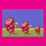 Three Pink Birds With Scales Posters