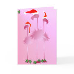 Three Pink Christmas Flamingos