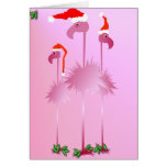 Three Pink Christmas Flamingos Greeting Cards