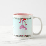 Three Pink Christmas Flamingos Mug