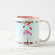 Three Pink Christmas Flamingos Mug