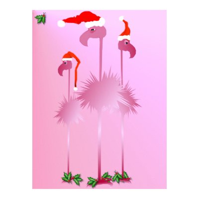 Three Pink Christmas Flamingos poster