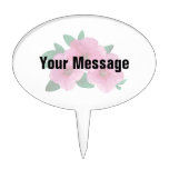 Three Pink Petunias Oval Cake Picks