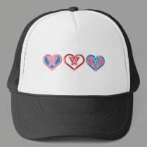 Three pinky hearty hats