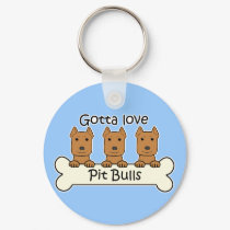 Three Pitbulls keychains