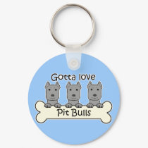 Three Pitbulls keychains