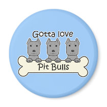 Three Pitbulls magnets