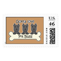 Three Pitbulls postage