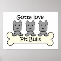 Three Pitbulls Print