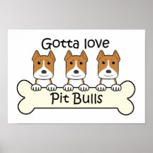 Three Pitbulls Print