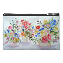 Three Pots Watercolor Travel Accessory Bag