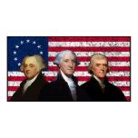 Three Presidents and The U.S. Flag -- Border Poster