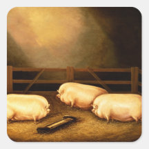 Three Prize Pigs outside a Sty Stickers