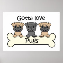 Three Pugs Posters