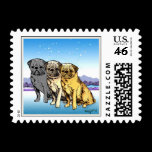 "Three Pugs Under Dog Star" stamps