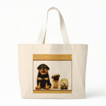 Three puppies tote bag
