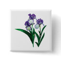Three Purple and White Irises button