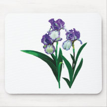 Three Purple and White Irises Mouse Mat