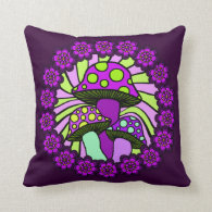Three Purple Mushrooms Pillow