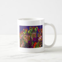 three rainbow zebras coffee mugs