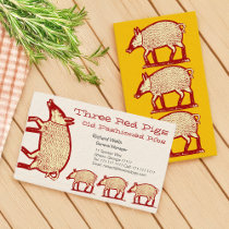Three Red Pigs Business Card for Farm, Restaurant