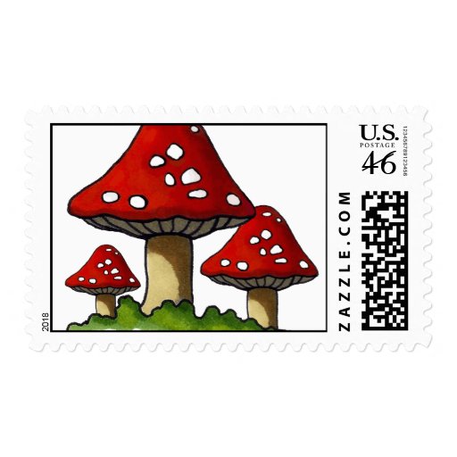 Three Red Toadstools: Original Marker Art Stamps
