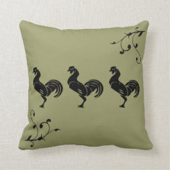 Three Roosters Decorative Accent Throw Pillow