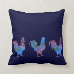 Three Roosters Throw Pillows