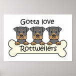 Three Rottweilers Print