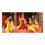Three Saddhus Sitting on the Vishnu Temple Nepal Photo Cards