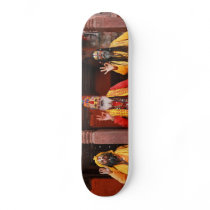 Three Saddhus Sitting on the Vishnu Temple Nepal Skate Boards