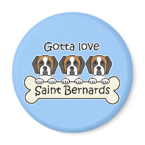 Three Saint Bernards Magnets