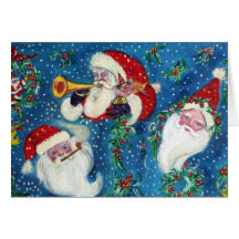 THREE SANTA / CHRISTMAS NIGHT GREETING CARDS