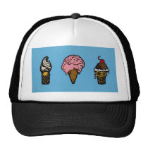 "THREE SCOOPS" hats