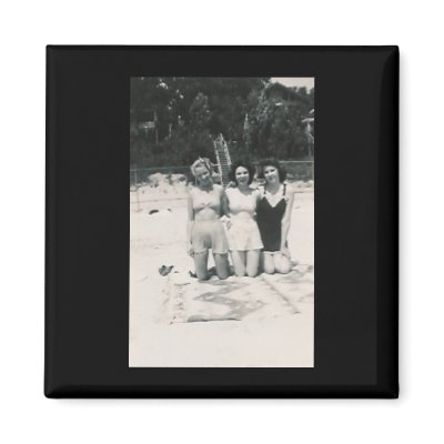 Three sexy girls at the beach on knees magnets by amazingvintage