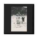 Three sexy girls at the beach on knees magnets