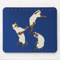 Three Siamese Cats At Play Mousepad by MoreCats Three Siamese Cats At Play Mousepad