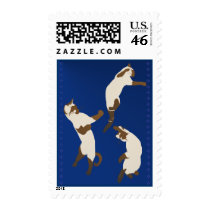 Three Siamese Cats At Play Postage stamps