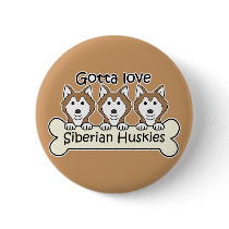 Three Siberian Huskies Pinback Button