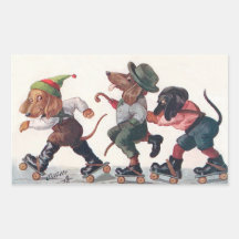 Three Skating Dachshunds - A Funny Animal Stickers
