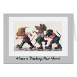 Three Skating Dachshunds New Year's Holiday Greeting Cards