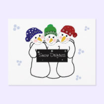 Three Snowmen Snow Drifters postcards