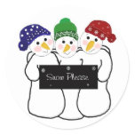 Three Snowmen with a Winter Sign Stickers