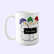 Three Snowmen with Snow Sign mugs