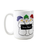 Three Snowmen with Snow Sign Coffee Mug